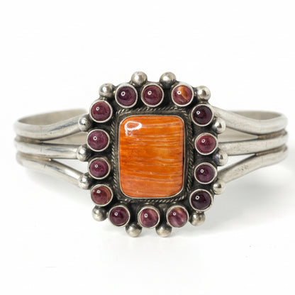 Rosalita 15 - Stone Rectangular Cluster Cuff in Orange and Purple Spiny Oyster, Kathleen Livingston - Turquoise Mustang