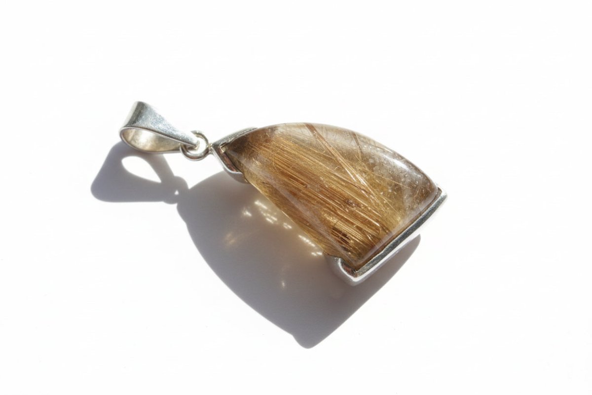 Golden Rutilated Quartz Freeform Pendant by TM - Turquoise Mustang