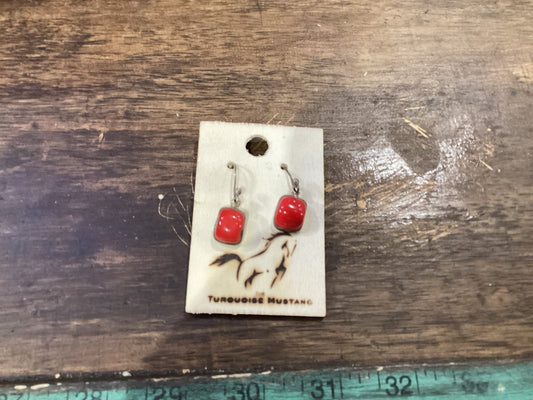 Mediterranean Red Coral Dangle Earrings - Turquoise Mustang