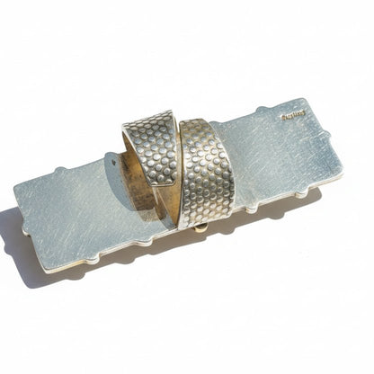 Pink Queen Conch 12 - Stone Square Cluster Ring in Sterling Silver – Adjustable, Artist Unknown - Turquoise Mustang