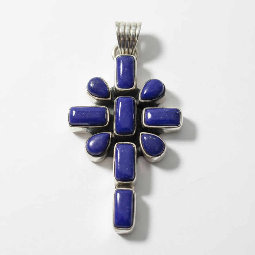 The Peace Lily Damselfly Cross Pendant in Premium Lapis Lazuli - Turquoise Mustang