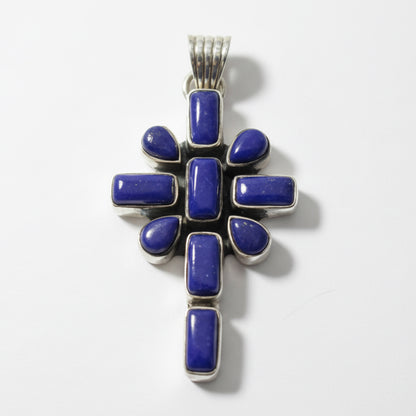 The Peace Lily Damselfly Cross Pendant in Premium Lapis Lazuli - Turquoise Mustang