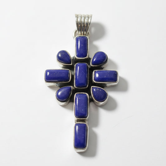 The Peace Lily Damselfly Cross Pendant in Premium Lapis Lazuli - Turquoise Mustang