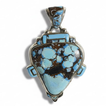 Golden Hills Turquoise Pendant with Inlaid Bail, by L&W Begay - Turquoise Mustang