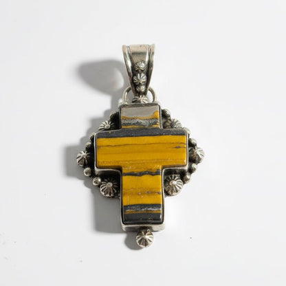 The Star - Crossed Lily Pendant in Bumblebee Jasper - Turquoise Mustang