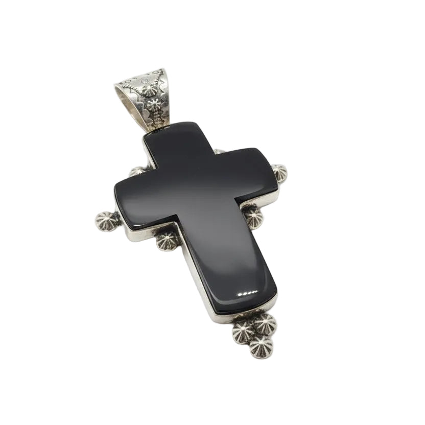 The Sunflower Cross Pendant in Black Onyx - Turquoise Mustang
