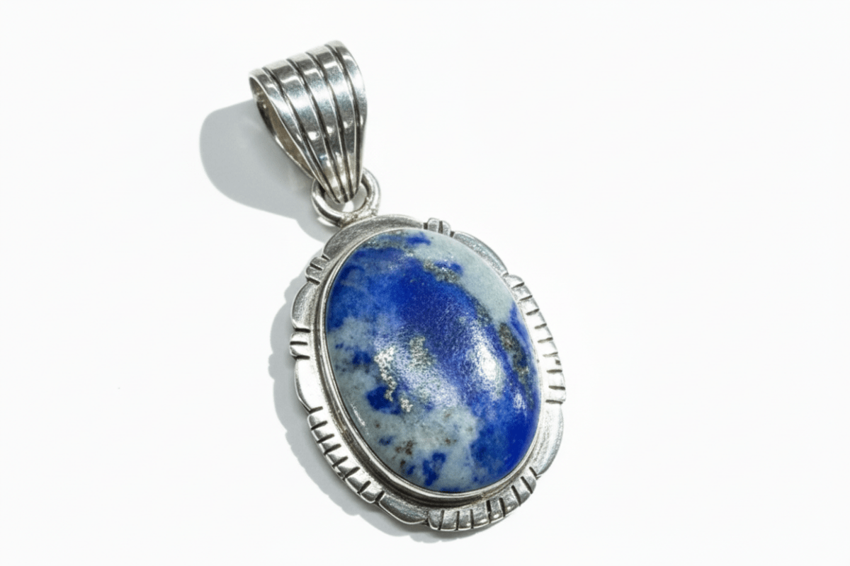 The Calendula Pendant in Denim Lapis - Turquoise Mustang