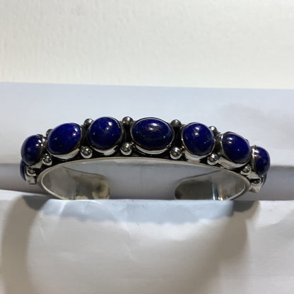 Bracelet, 9 stone Round Lapis Cuff, DD - Turquoise Mustang