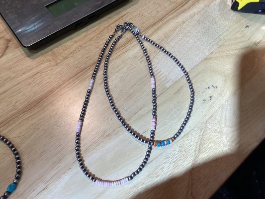 Necklace, 4mm with Varius Accents & Center - Turquoise Mustang