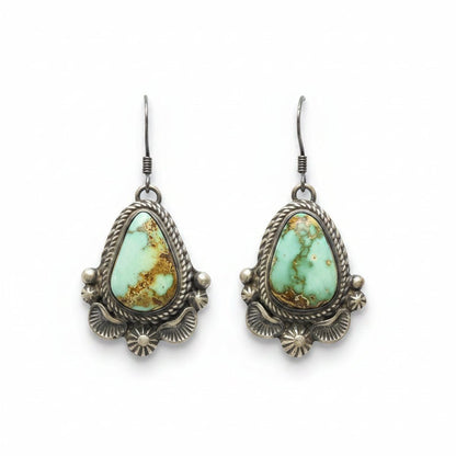 Natural Royston Turquoise Squash Blossom Necklace — T. Francisco (Navajo) - Turquoise Mustang