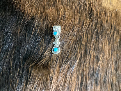 Pendant, Small Turquoise or Coral, with Stone on Bale - Turquoise Mustang
