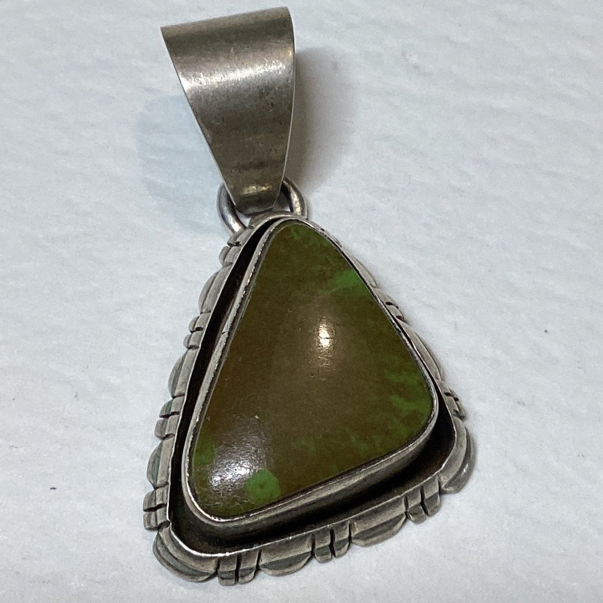 Gaspeite Pendant with Filework Bezel, by Dan Dodson - Turquoise Mustang