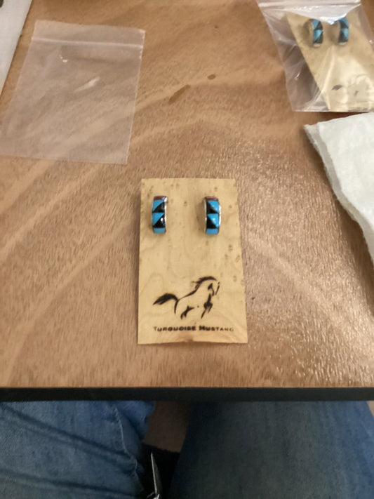 Half Hoop, Multi Color Inlay, Delberta Boone - Turquoise Mustang