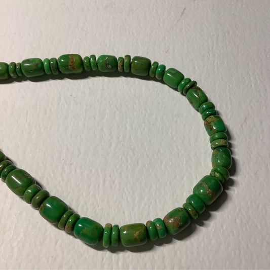 Dan Dodson, 20" Mojave Kingman Barrel Beads Necklace - Turquoise Mustang