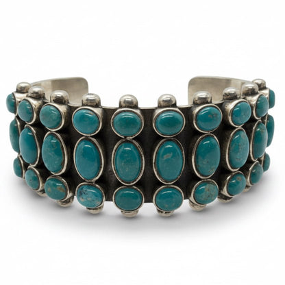 Payson Extra - Large Men’s 27 - Stone Cuff Bracelet in Blue - Green Kingman — by TM - Turquoise Mustang