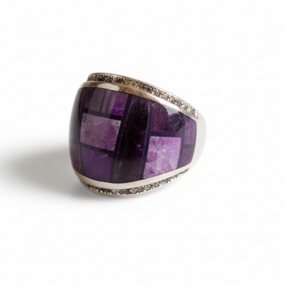 Ring, sugilite, inlay mosaic, by Lester James - Turquoise Mustang