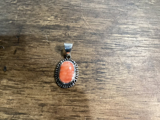 Purple Spiny Oyster Trapezoid Pendant - Turquoise Mustang