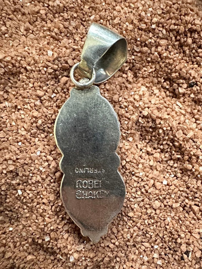 Pink Opal Double Drop Pendant, by Robert Shakey - Turquoise Mustang