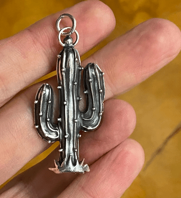 Saguaro Cactus Charm Pendant, Vintage Revivals - Turquoise Mustang