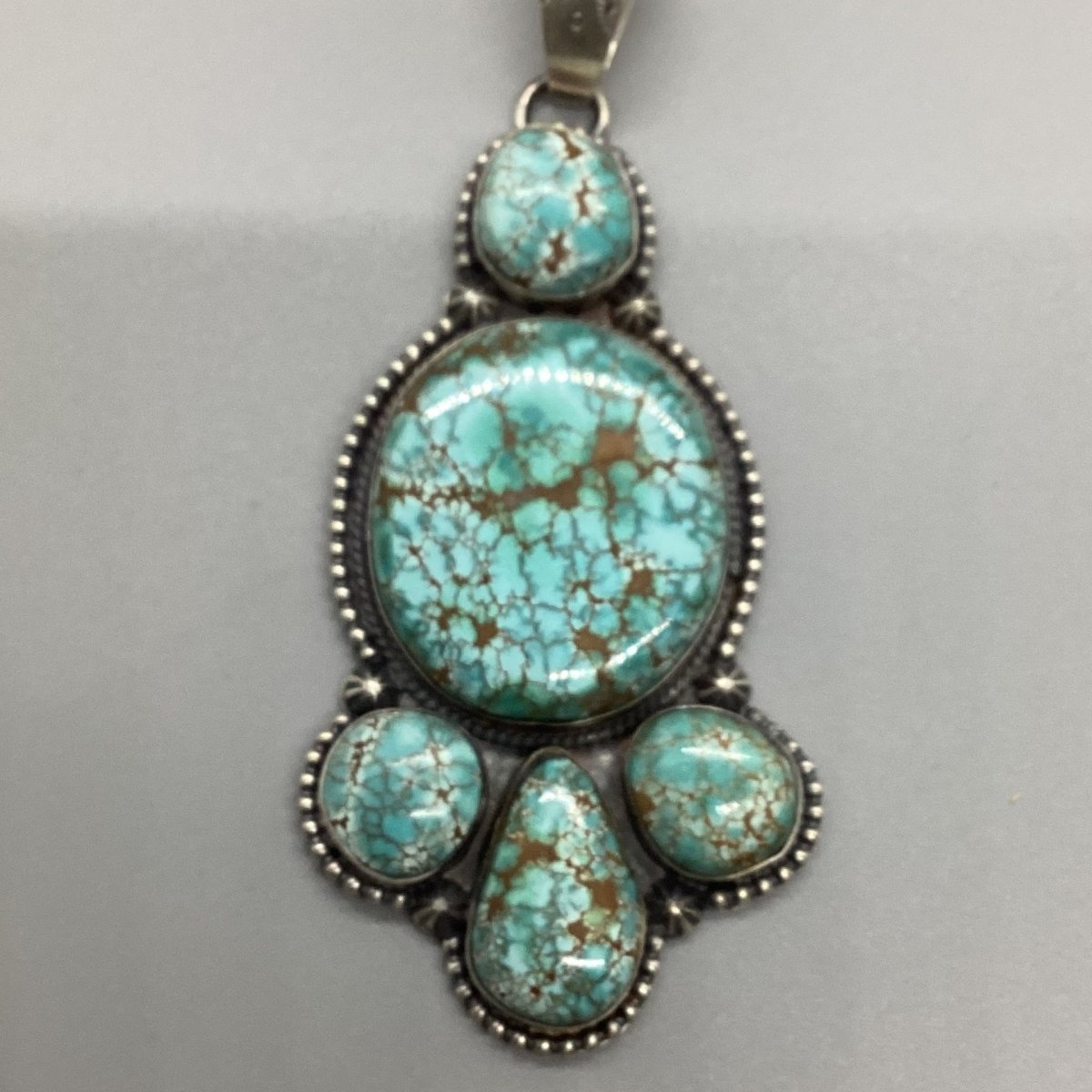Pendant, 5 stone, Super Premium 8 Fat oval with 4 accent stones, Large, 85ct Peterson Johnson (1) (1) (1) (1) - Turquoise Mustang