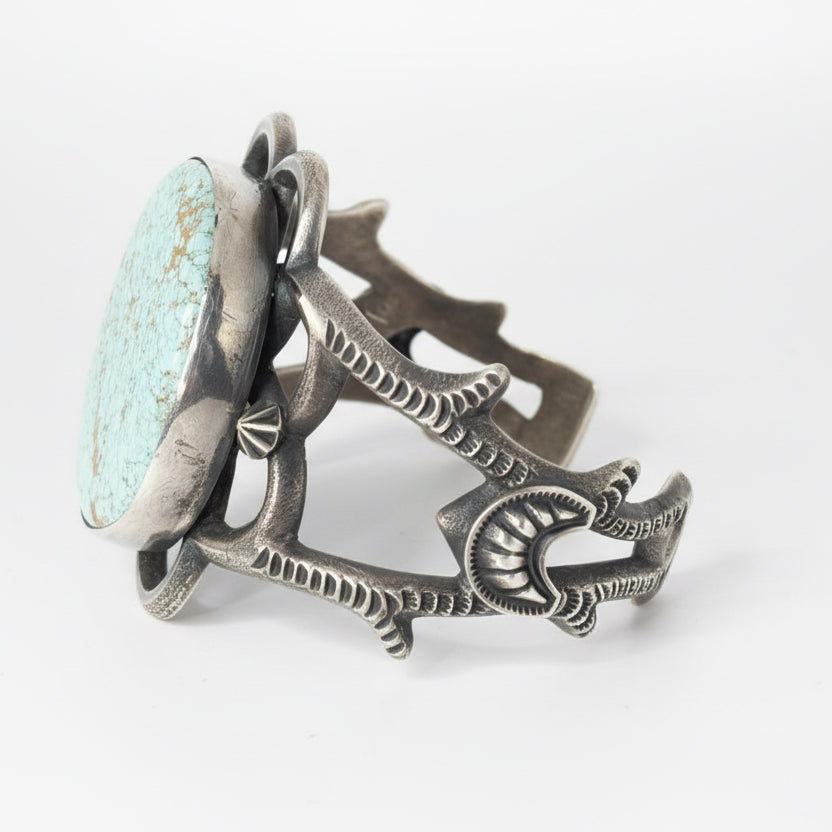 Tufa Cast w 8 Mine Turquoise Bracelet Cuff Roland Dixson - Turquoise Mustang