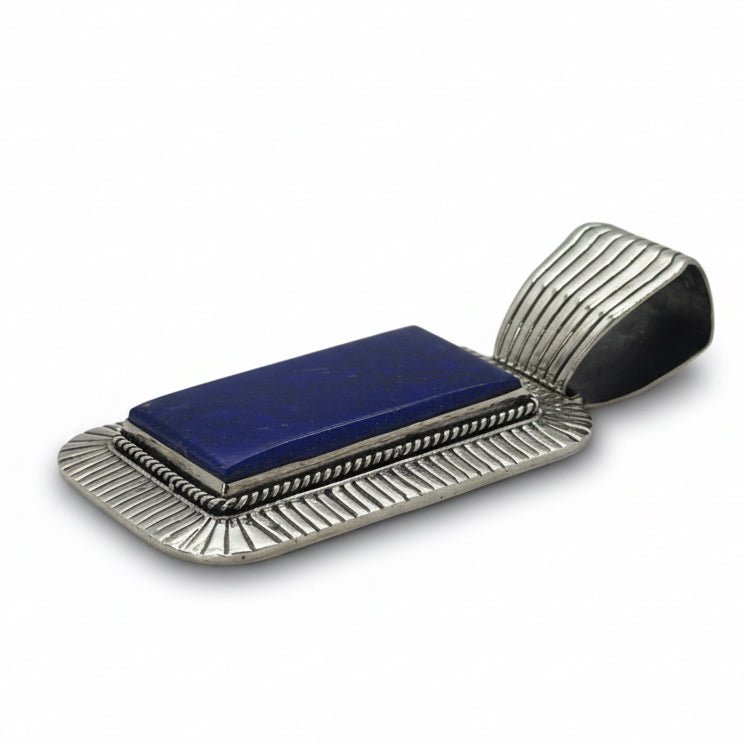 The Vegas Baby Rectangular Pendant in Premium Lapis - Turquoise Mustang