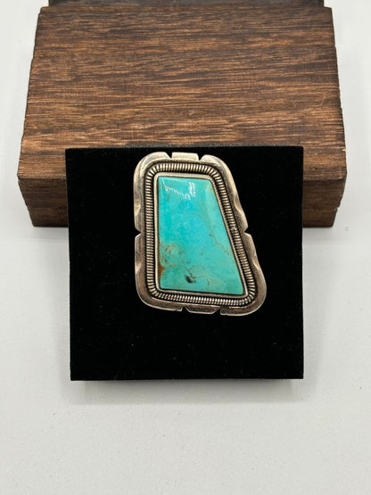 The Denver Rhombus Adjustable Ring - Turquoise Mustang