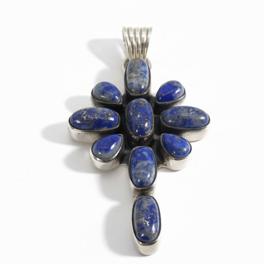 The Peace Lily Damselfly Cross Pendant in Denim Lapis - Turquoise Mustang