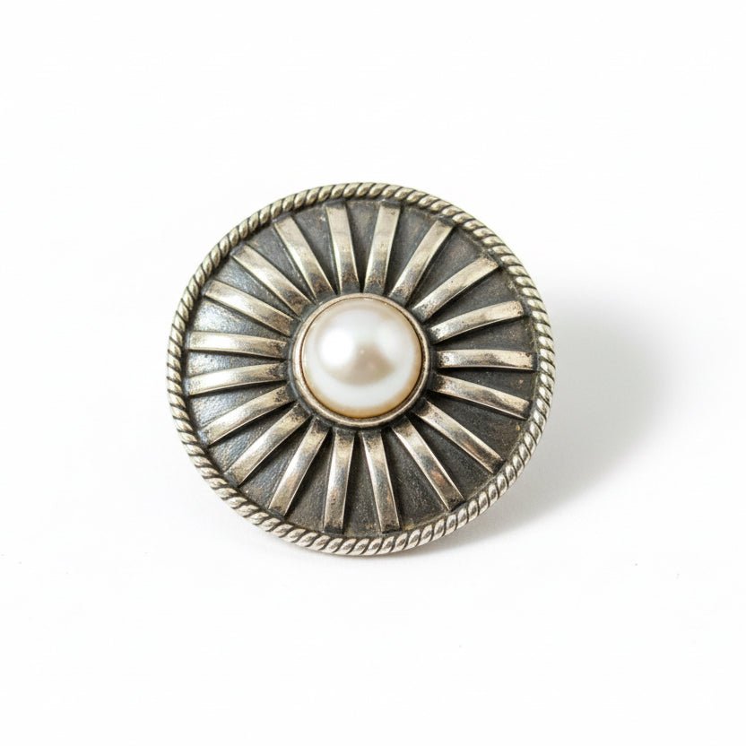 Round Shield Ring, Adjustable HaDa Collection - Turquoise Mustang