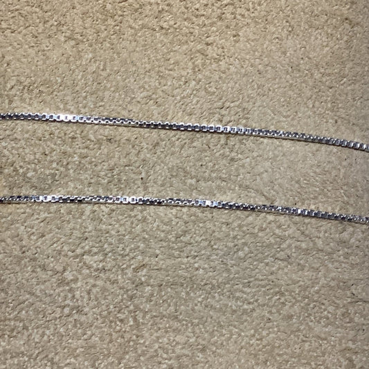 Box Chain, Bright Silver, 1 mm, 16" - Turquoise Mustang