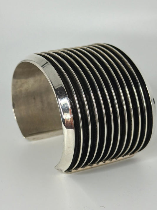 Contemporary Sterling Silver Cuff Bracelet, Tom Hawk - Turquoise Mustang