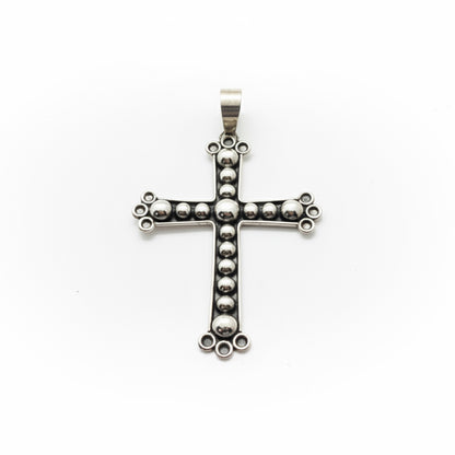 All - Sterling Silver Beaded Cross Pendant, Dan Dodson - Turquoise Mustang