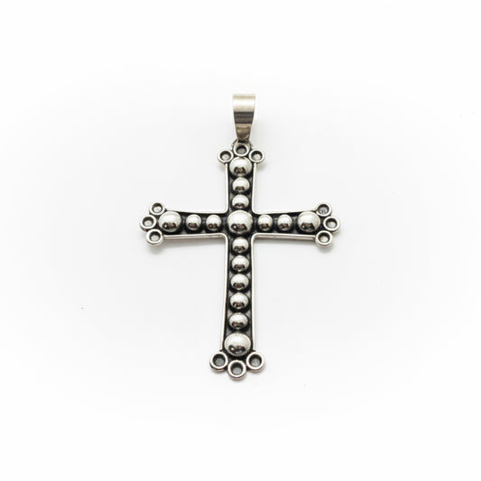 All - Sterling Silver Beaded Cross Pendant, Dan Dodson - Turquoise Mustang