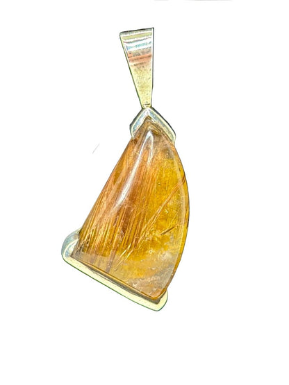 Golden Rutilated Quartz Freeform Pendant by TM - Turquoise Mustang