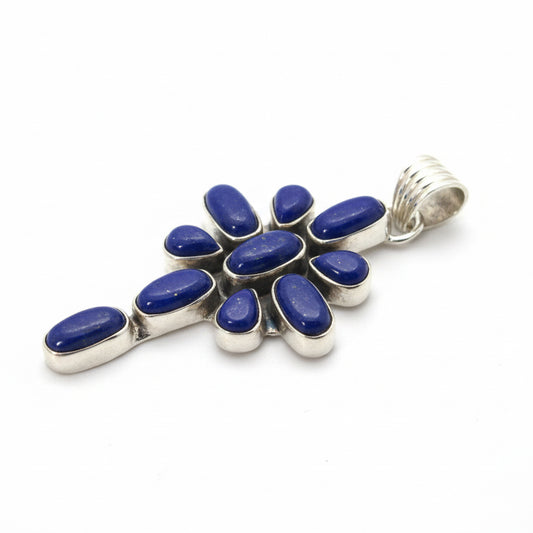 The Peace Lily Damselfly Cross Pendant in Denim Lapis - Turquoise Mustang