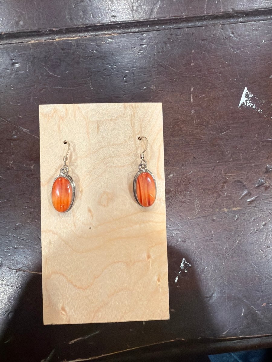 Spiny Oyster Oval Earrings - Turquoise Mustang