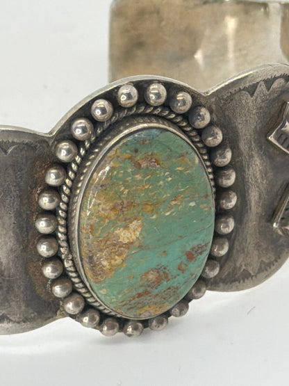 The Suncup Cuff Bracelet in Sage Green Kingman — Dan Dodson Legacy Collection - Turquoise Mustang