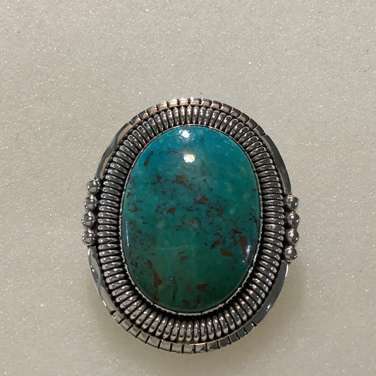 Ring, Turquoise, Fat Oval with Omega Bezel, DD - Turquoise Mustang