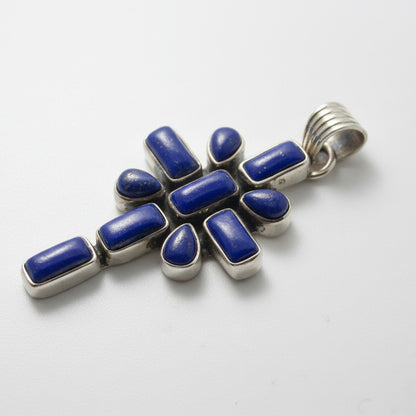 The Peace Lily Damselfly Cross Pendant in Premium Lapis Lazuli - Turquoise Mustang