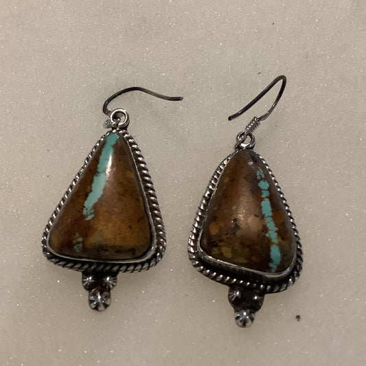 Earrings, Royston Ribbon Turquoise Cab, medium Pear, rope bez, stud, DD (1) (1) - Turquoise Mustang