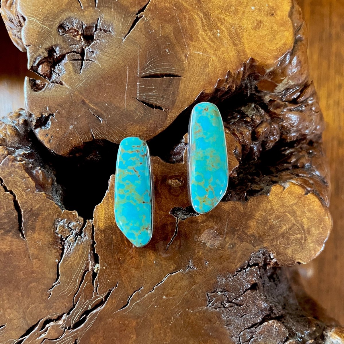 The Rock Rose Freeform Post Earrings - Turquoise Mustang