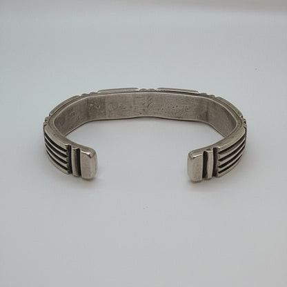 Heavy Men's All - silver Cuff, Chimney Butte - Turquoise Mustang