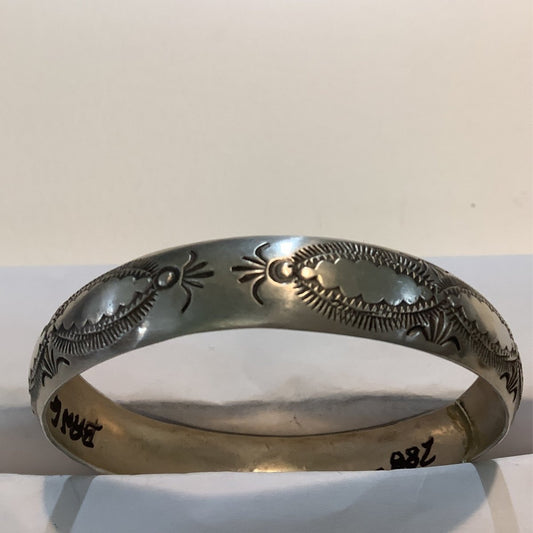Leander Tahe Convex Silver Bangle - Turquoise Mustang