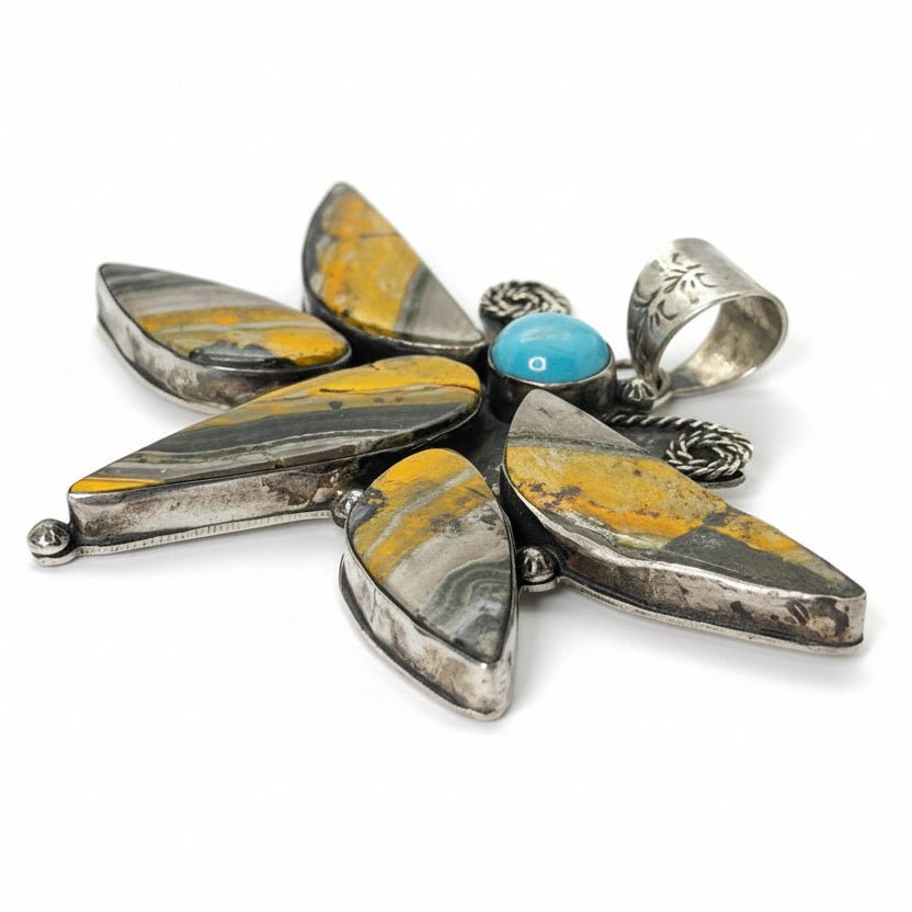 The Bumble Butterfly Pendant, SN - Turquoise Mustang