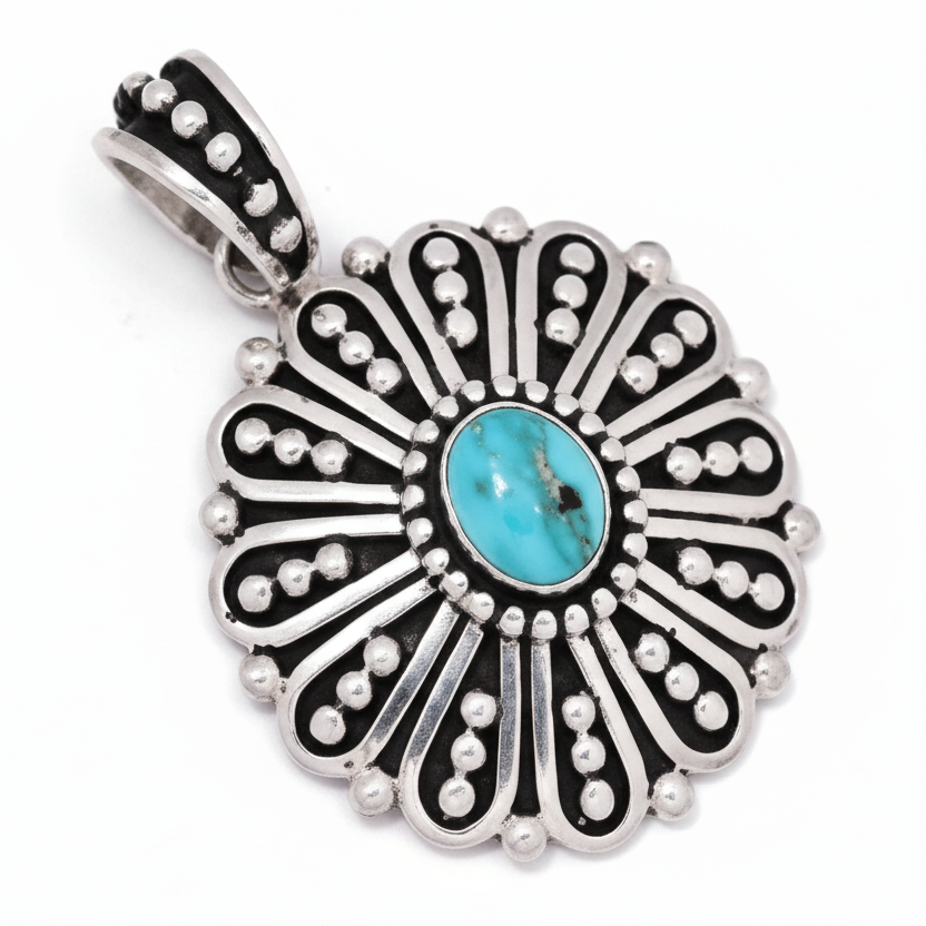 The Snowflake Pendant - Turquoise Mustang