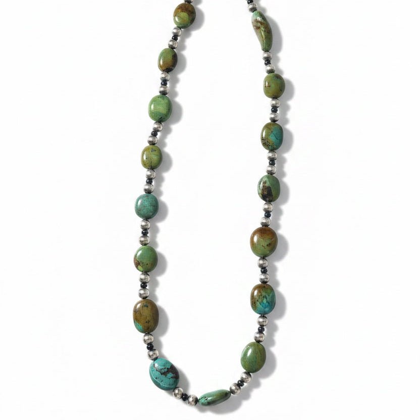 Green Turquoise Necklace-oval beads - Turquoise Mustang