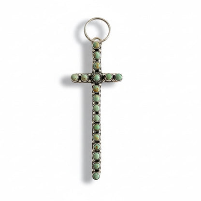 The Morning Glory Narrow Cross in Green Kingman, TM - Turquoise Mustang