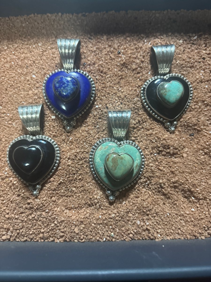 The Forget - Me - Not Heart Pendant - Turquoise Mustang