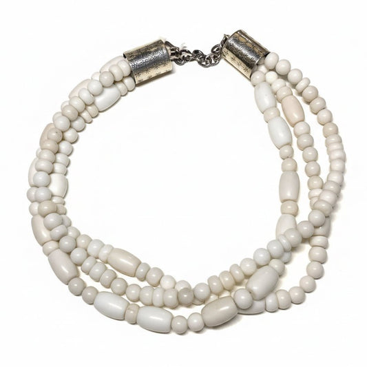 20” Three White Howlite Barrel and Rondelle Bead Necklace, Dan Dodson - Turquoise Mustang