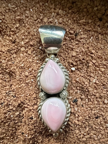 Pink Opal Double Drop Pendant, by Robert Shakey - Turquoise Mustang